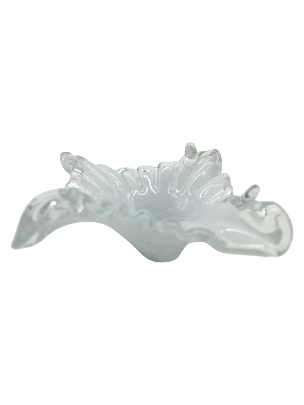Vintage Murano Candy Dish Trinket Ashtray MCM Clear White Made In Italy Glass